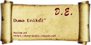 Duma Enikő névjegykártya